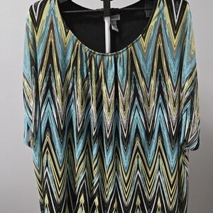 Catherines Women's Plus Size 4X Chevron Print Timeless Tunic Top 3/4 Sleeve